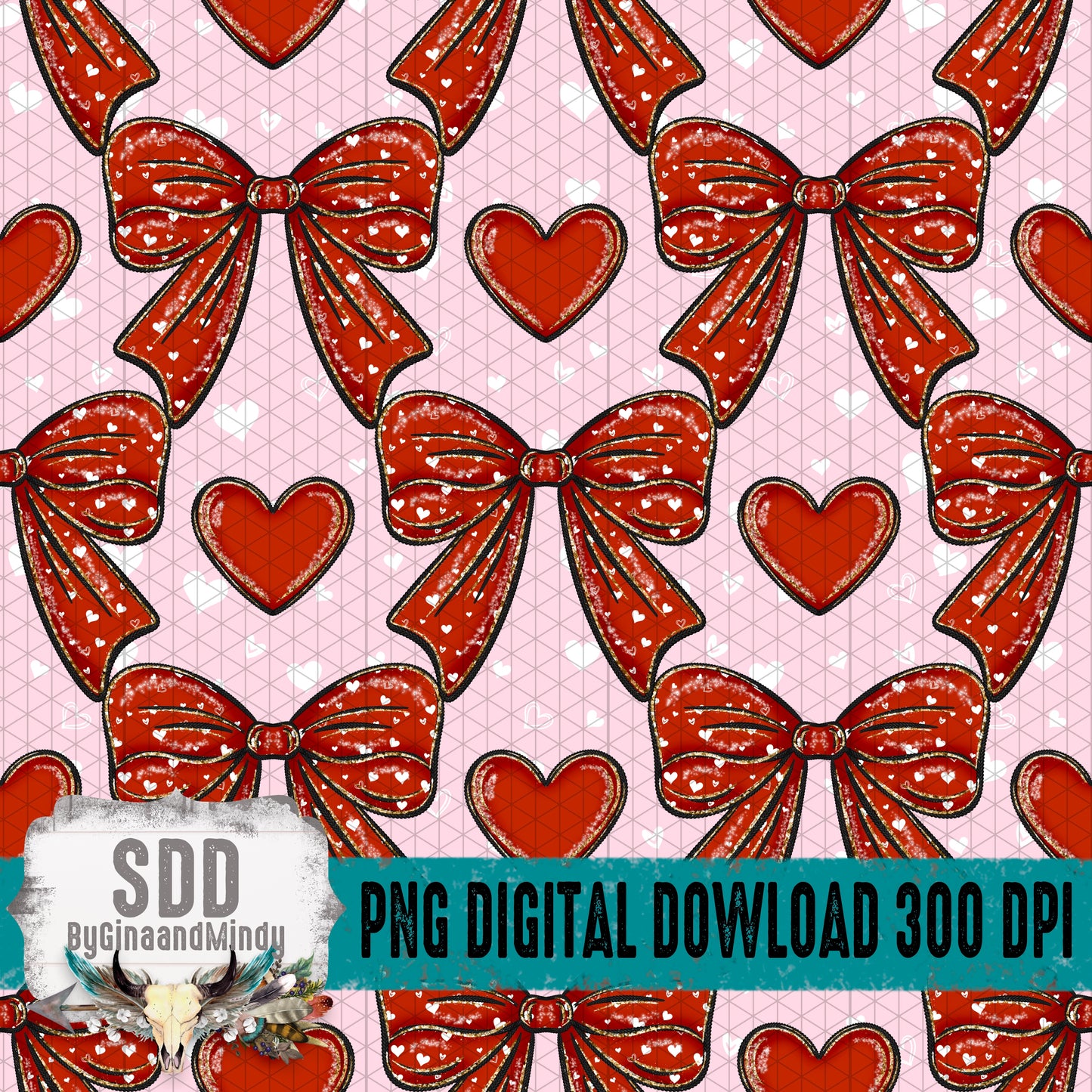 Red Hearts & Bows Seamless Bundle