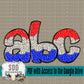 Red, White, & Blue Volleyball Doodle Alpha Set (1 Set Uppercase & Lowercase, 0-9, + Special Characters)