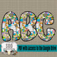Retro School Doodle Alpha Set (2 Set Uppercase & Lowercase, 0-9, + Special Characters)