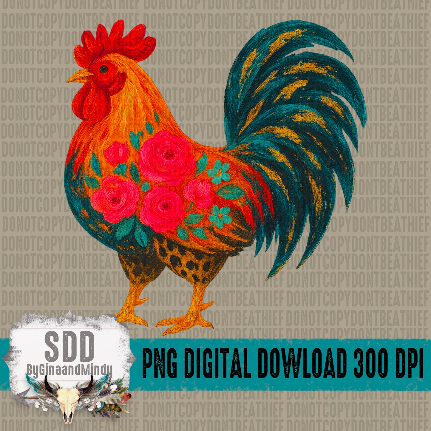 Floral Rooster