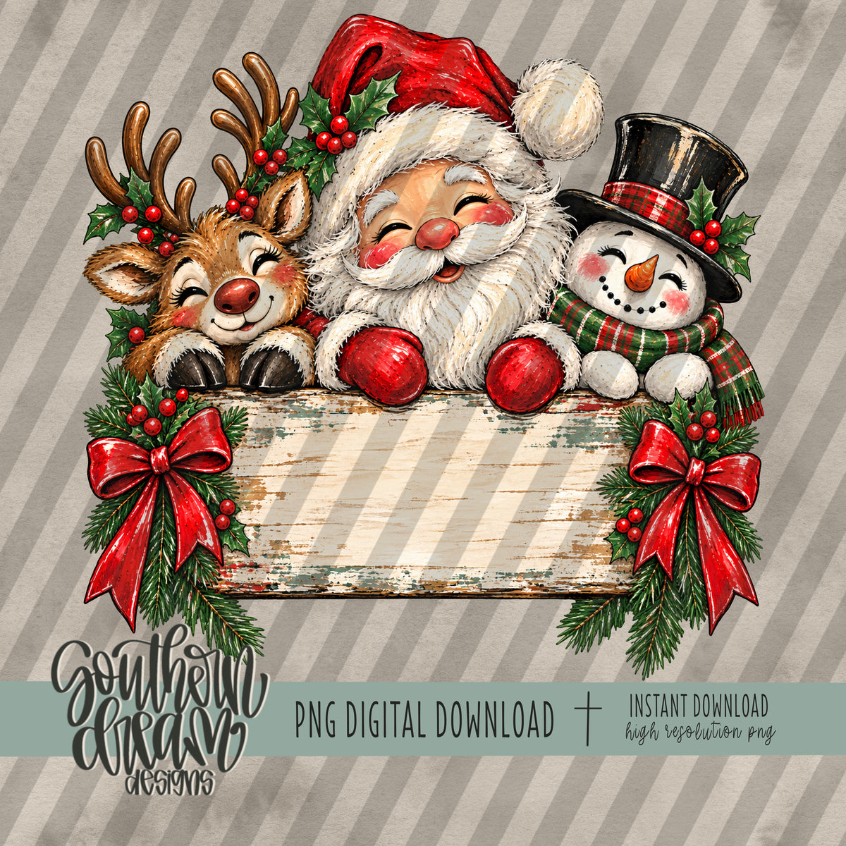 Santa and Friends Name Plate