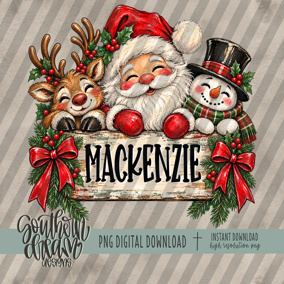 Santa and Friends Name Plate
