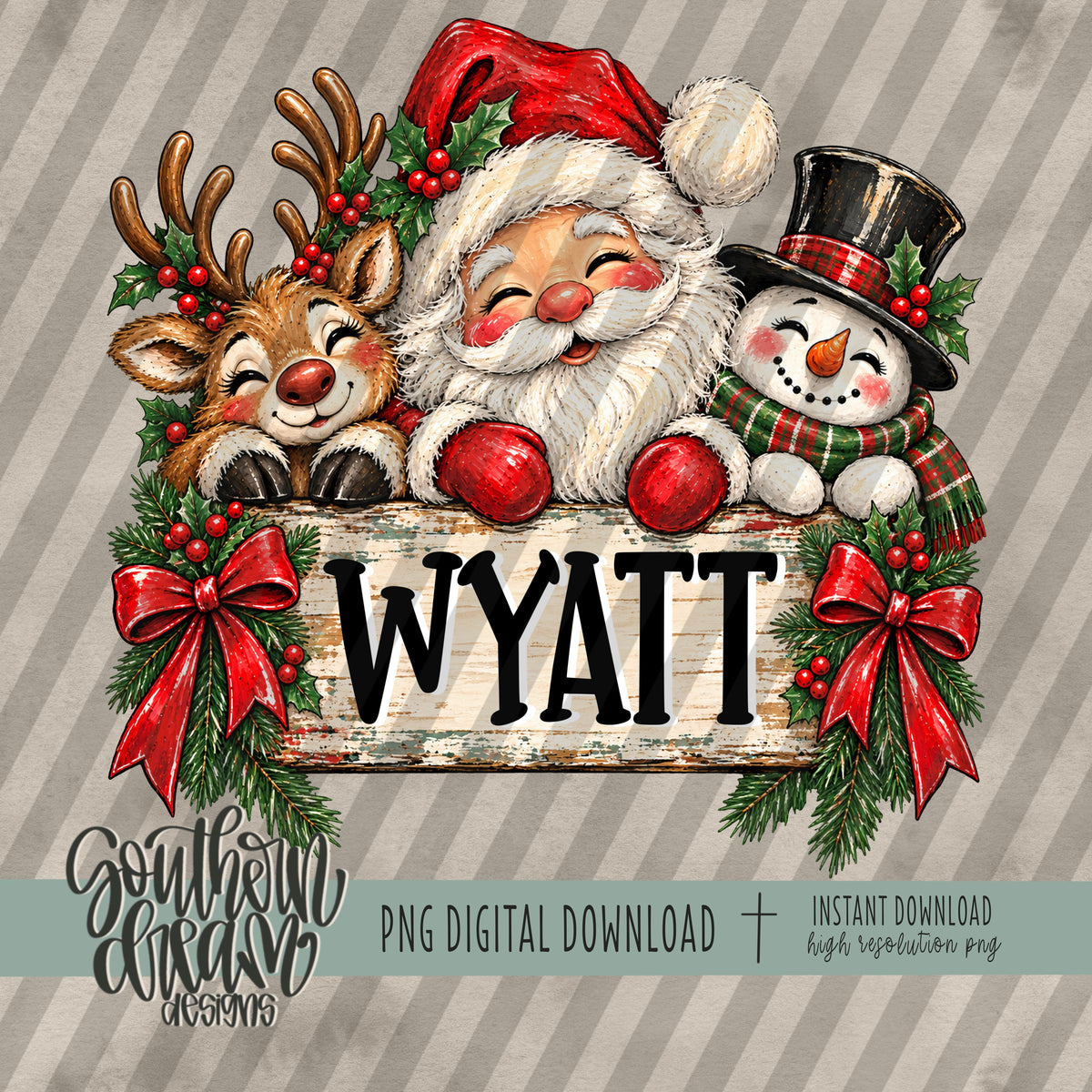 Santa and Friends Name Plate