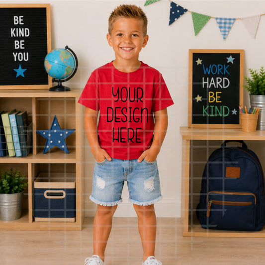 School Boy Red Mockup