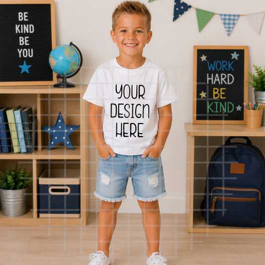 School Boy White Mockup