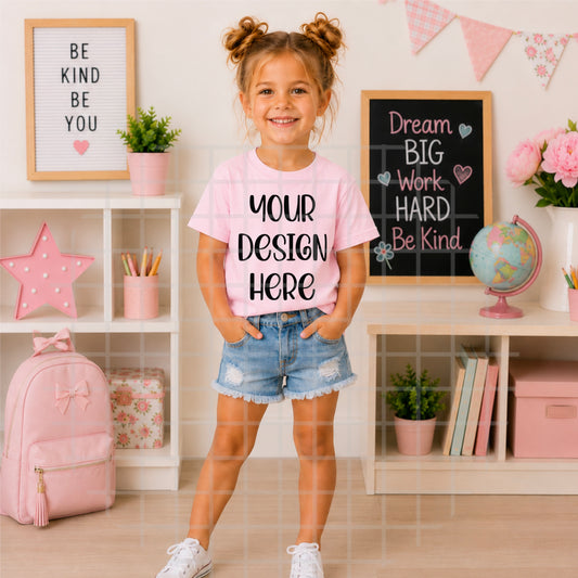 School Girl Light Pink Mockup