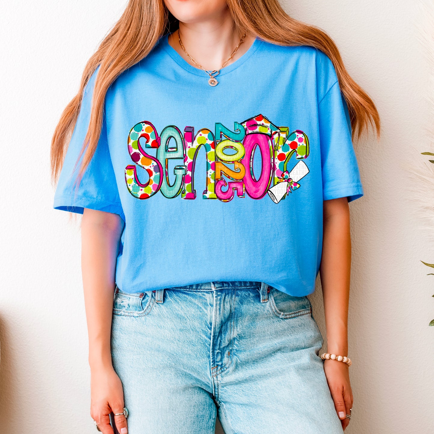 Senior 2025; Doodle Letters Dots & Colorful