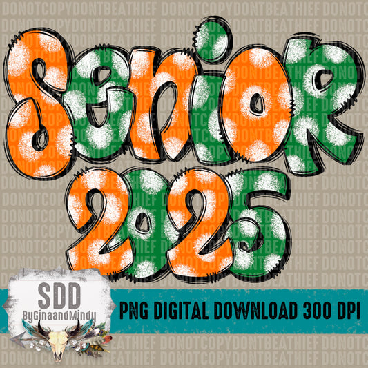 Senior 2025 Doodle Green|Orange