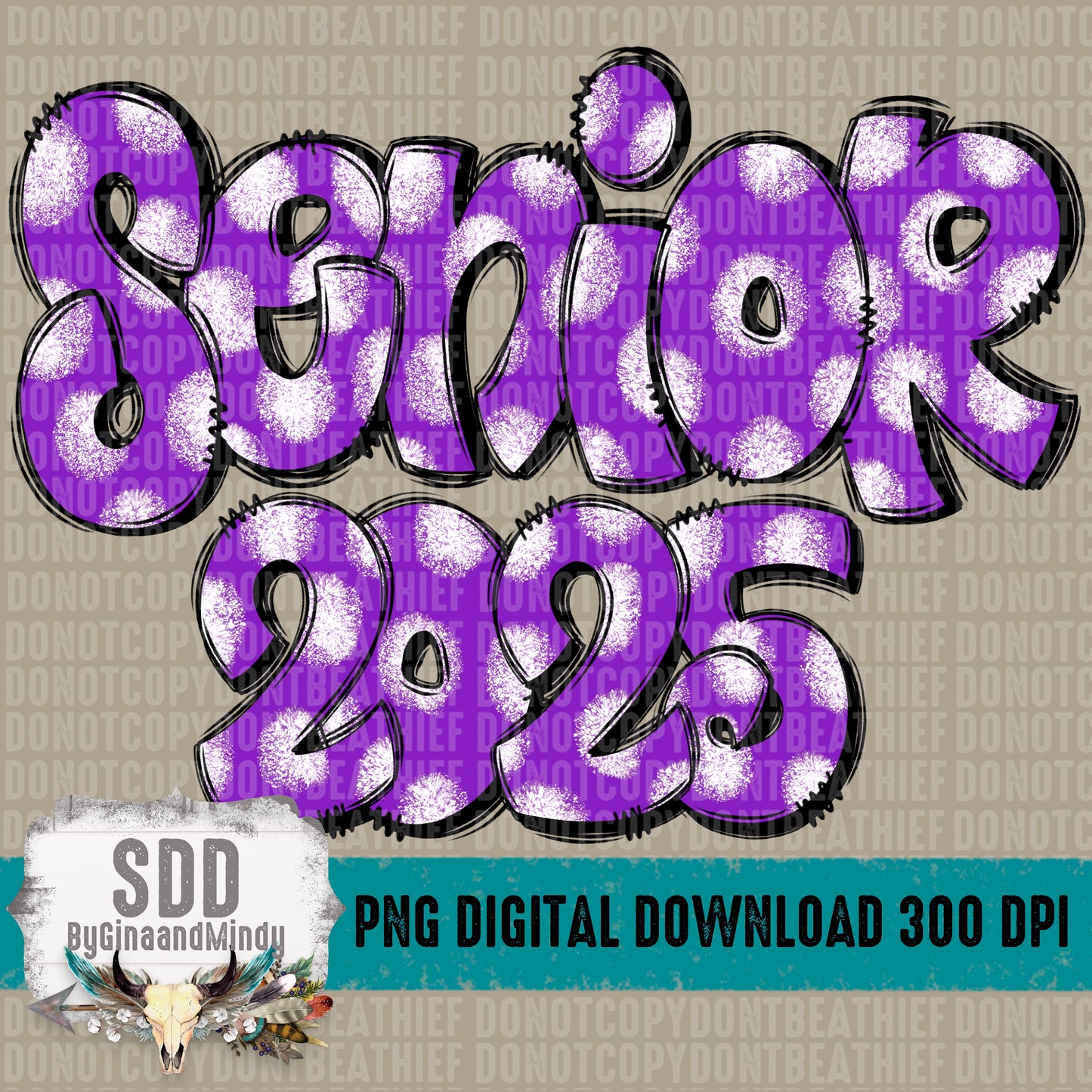 Senior 2025 Doodle Purple