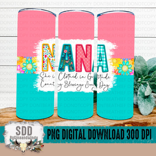 Nana Spring Floral 20 oz Tumbler Digital Design