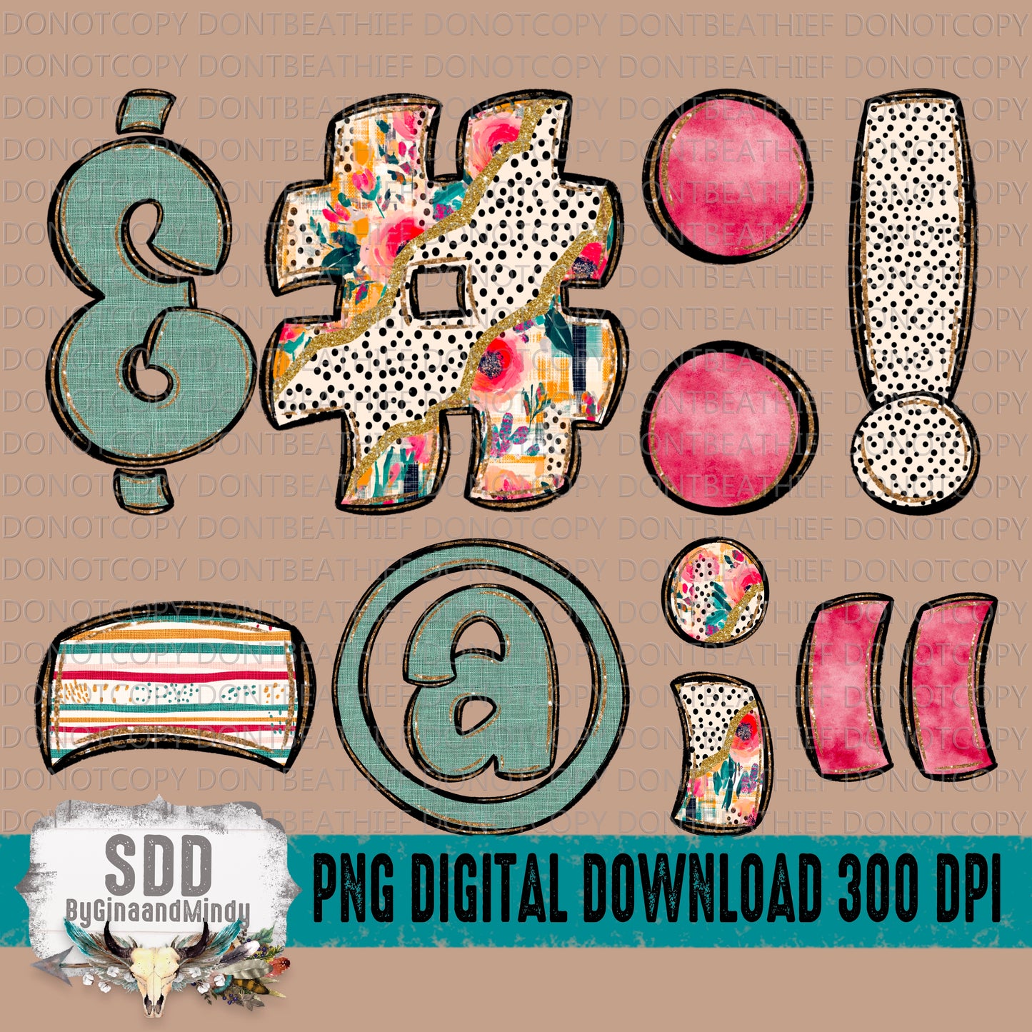 Chunky Fall Dot Floral Doodle Alpha (5 Sets Uppercase & Lowercase, 0-9, + Special Characters) (Copy)