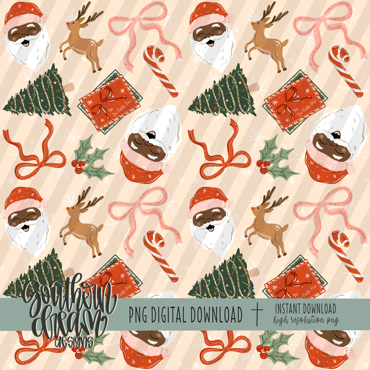 Simple Christmas with Santa Seamless Bundle