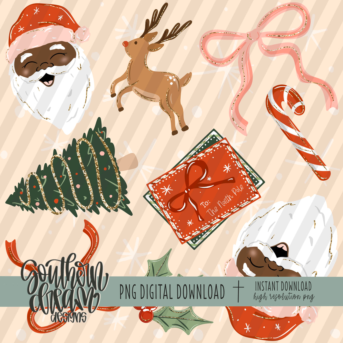 Simple Christmas with Santa Seamless Bundle