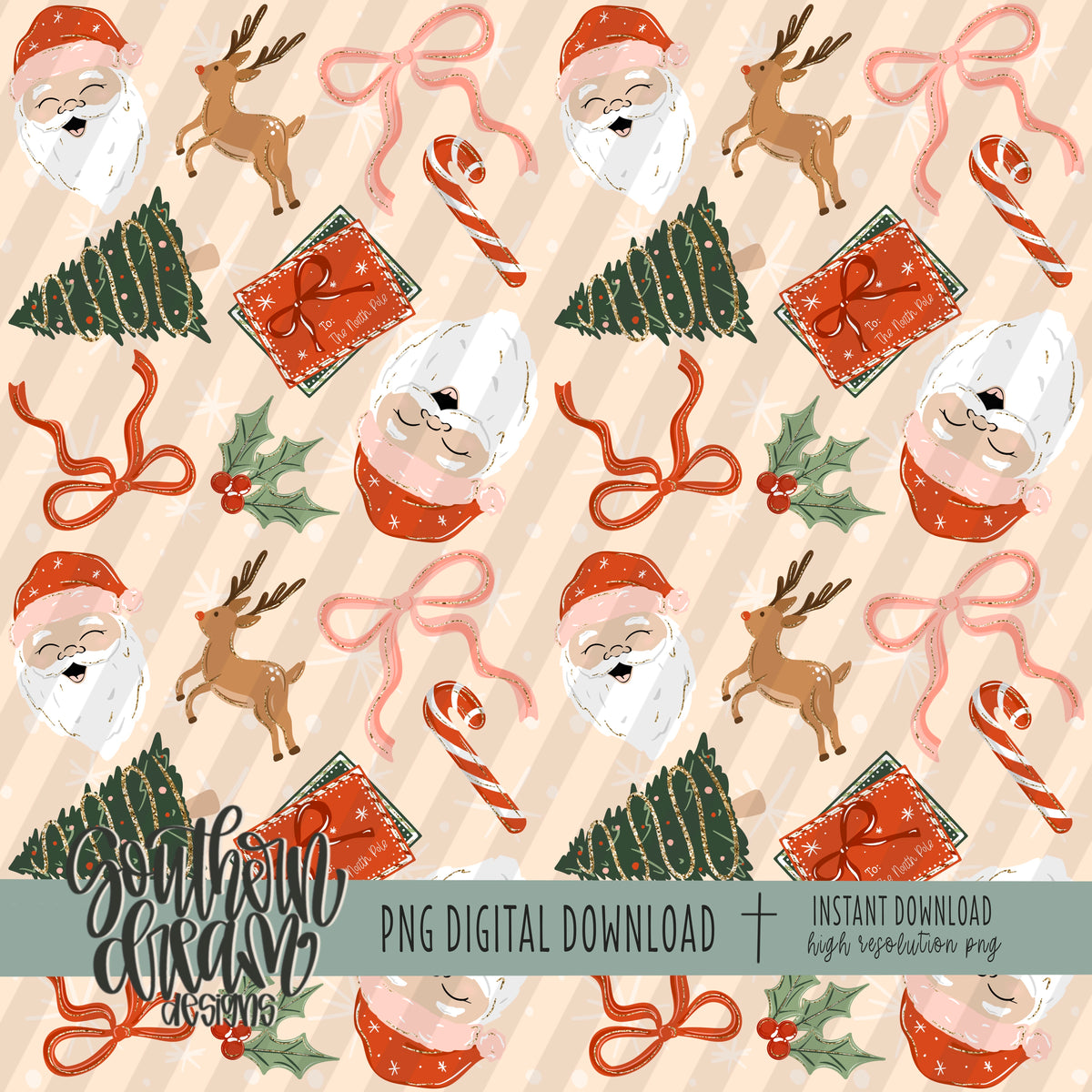 Simple Christmas with Santa Seamless Bundle