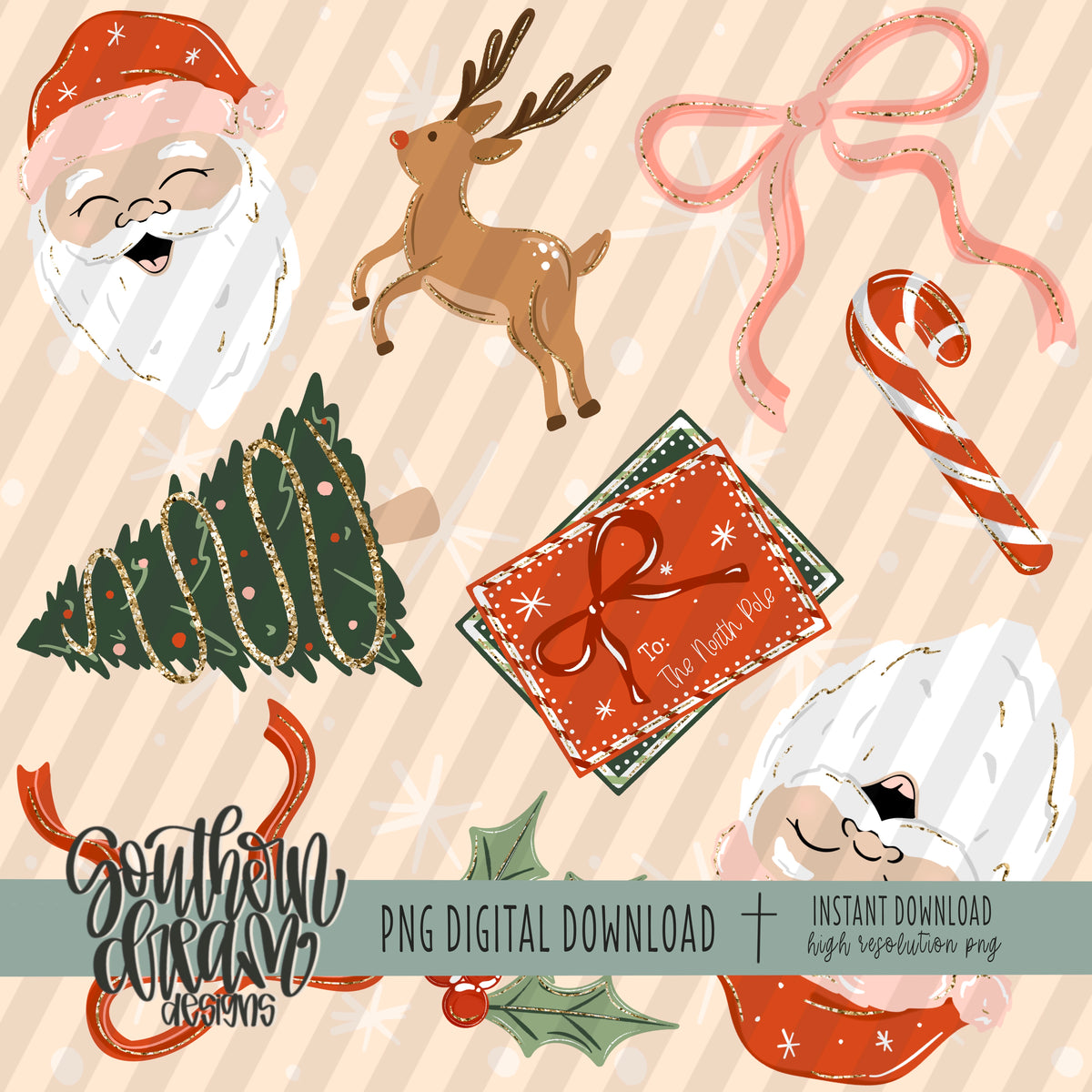 Simple Christmas with Santa Seamless Bundle