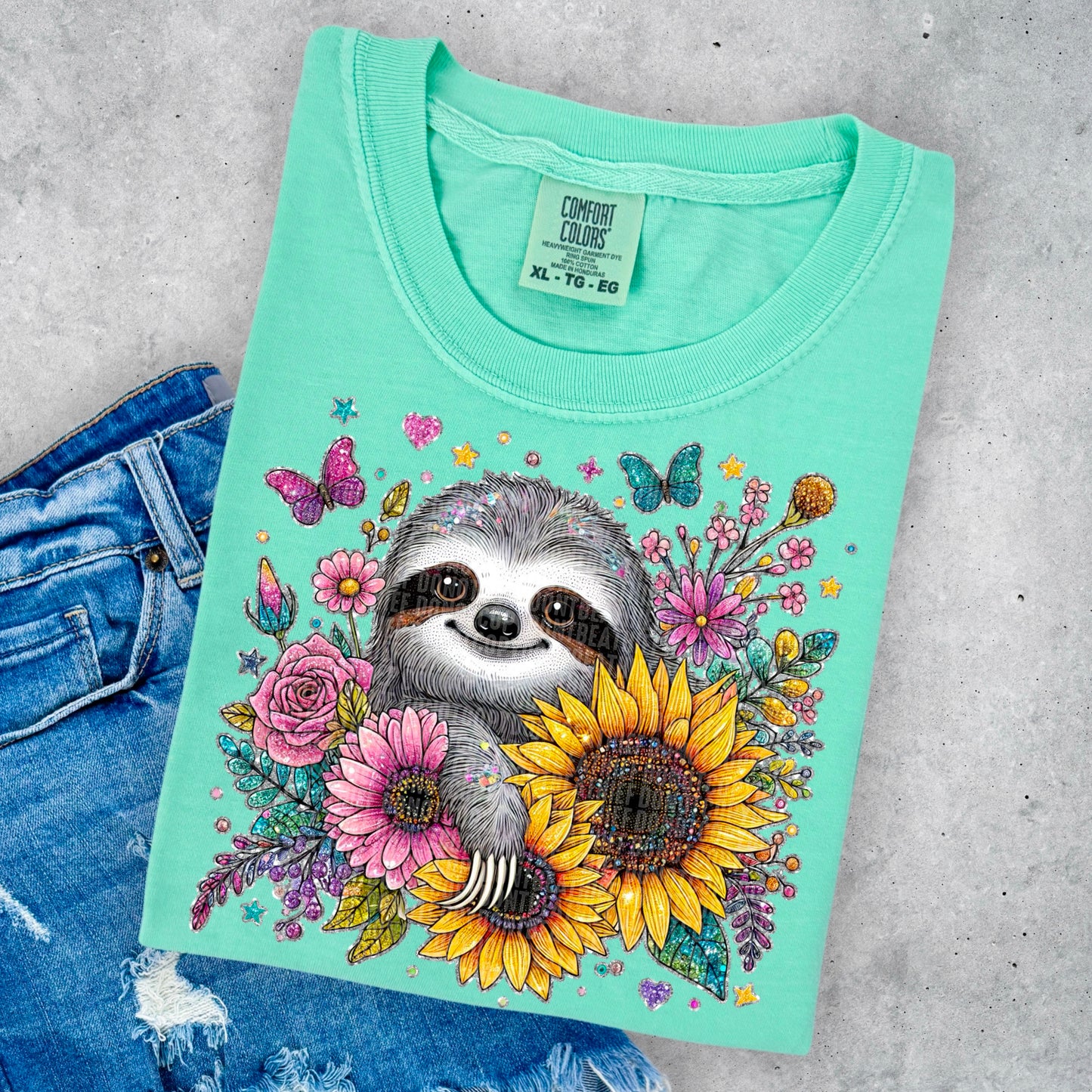 Glitter Sequin Sunflower Sloth