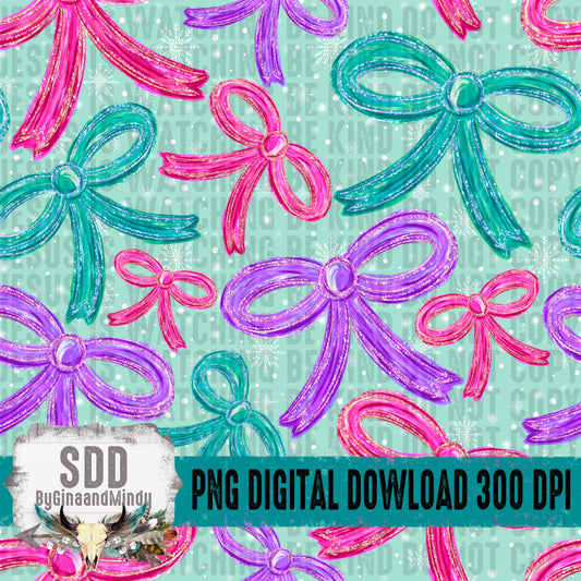 Snowflakes and Bows Option 2 Seamless Bundle