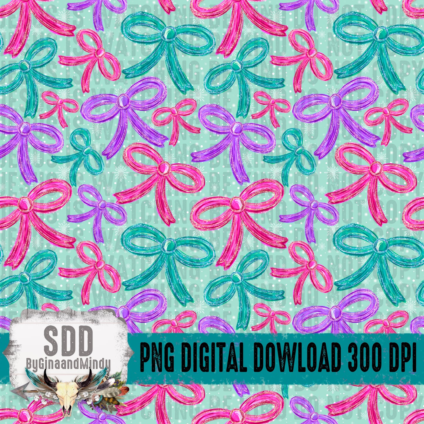 Snowflakes and Bows Option 2 Seamless Bundle