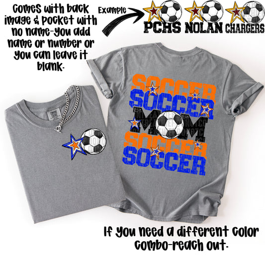 Soccer Mom; Orange & Royal Blue