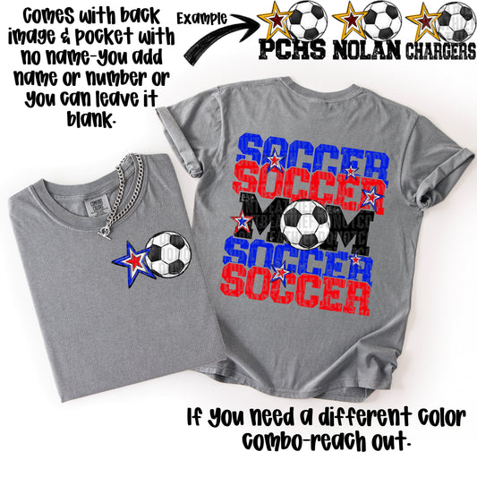 Soccer Mom; Red & Royal Blue