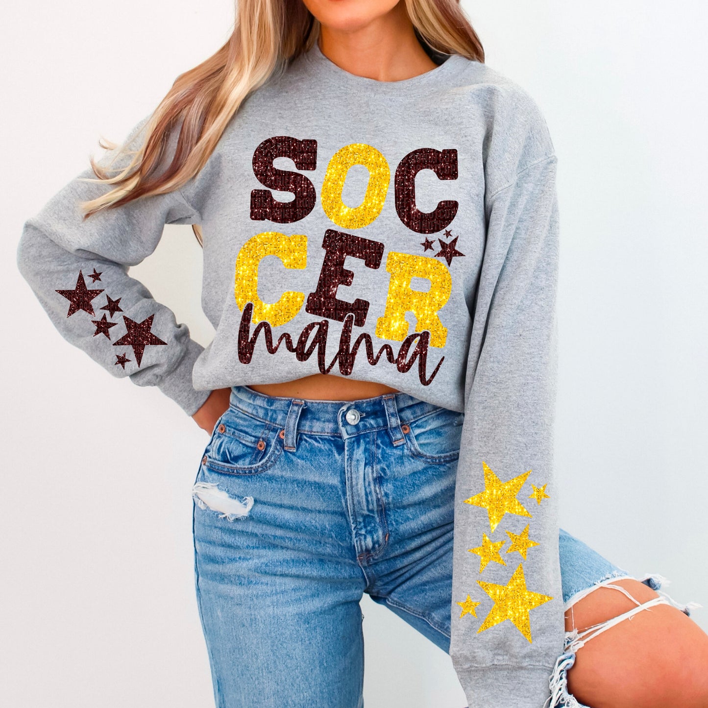 Soccer Mama Bundle With Stars; Maroon & Yellow Gold