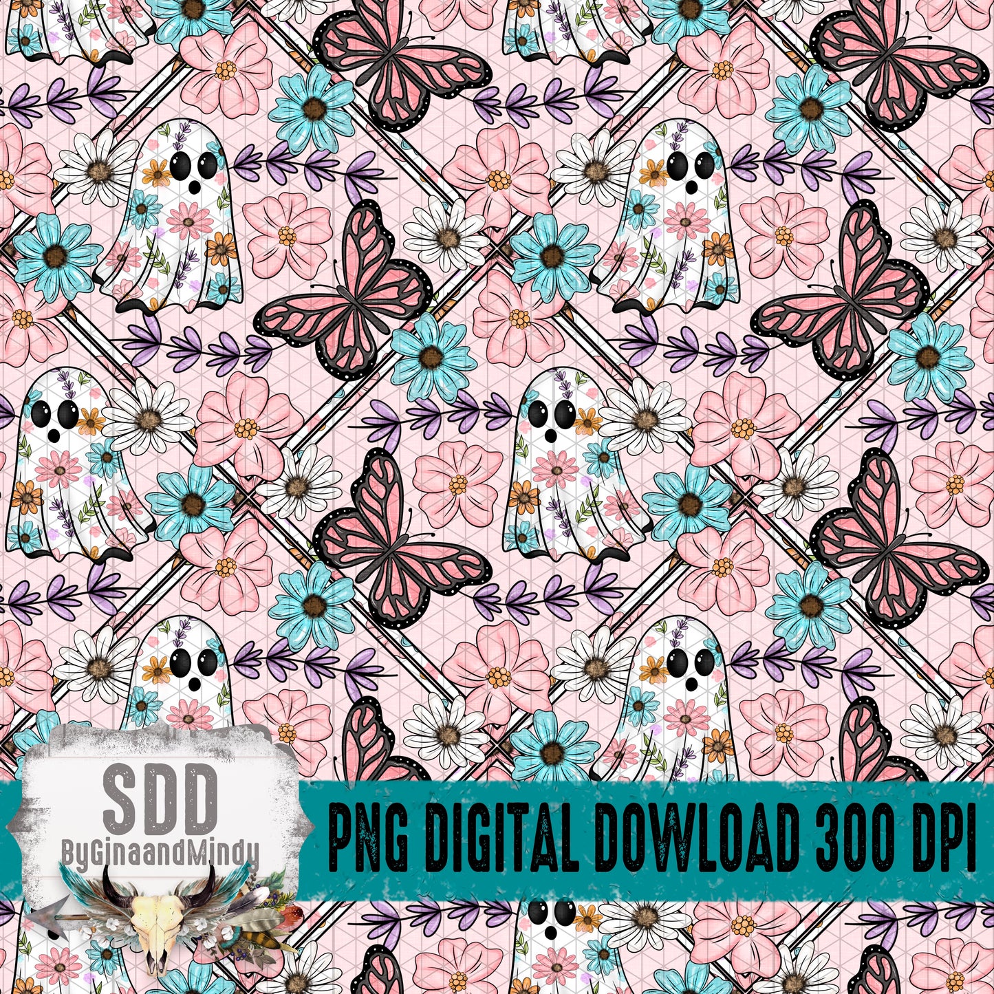 Soft Floral Spring Ghost Seamless Bundle