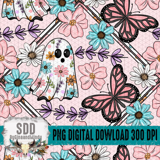 Soft Floral Spring Ghost Seamless Bundle