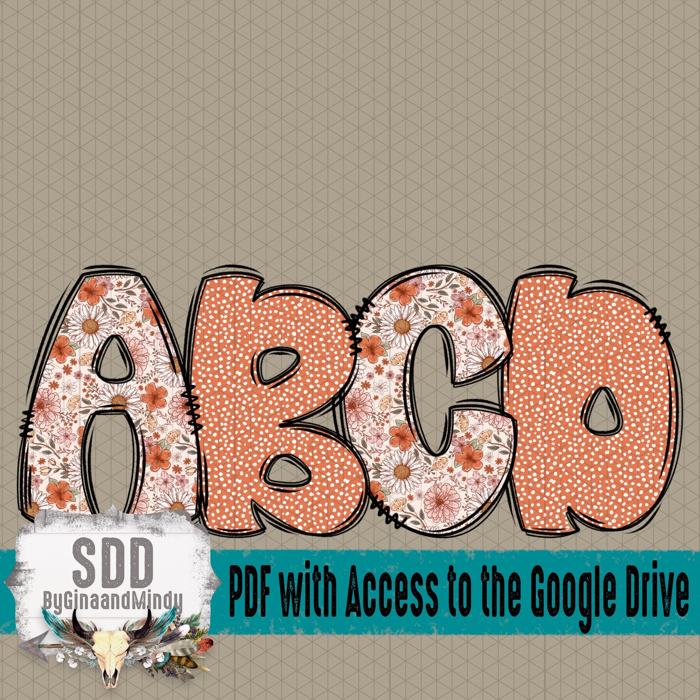 Soft Summertime Doodle Alpha (2 Sets Uppercase & Lowercase, 0-9, + Special Characters)