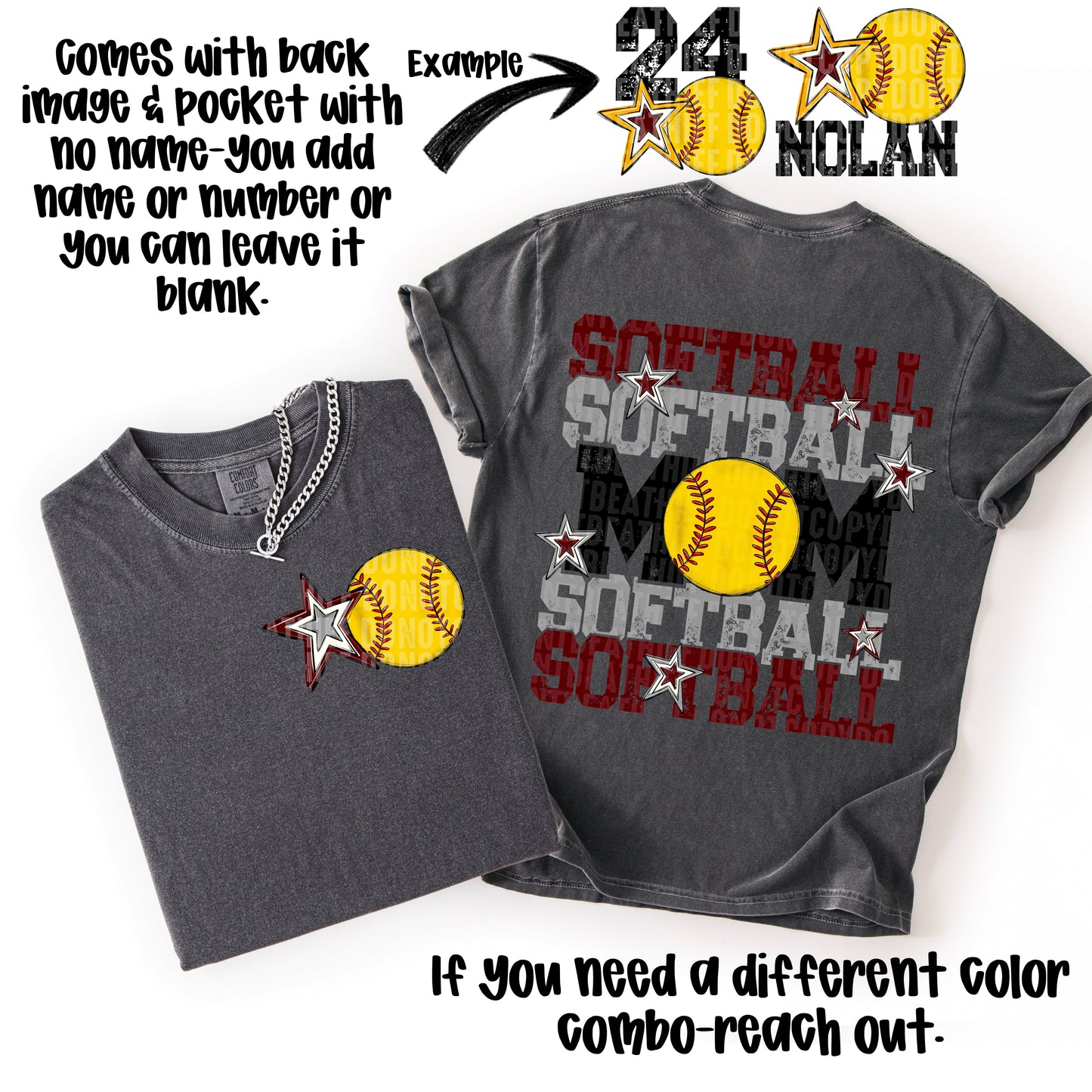 Softball Mom; Maroon & Grey