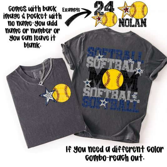 Softball Mom; Navy Blue & Grey