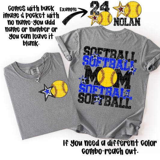 Softball Mom; Royal Blue & Black