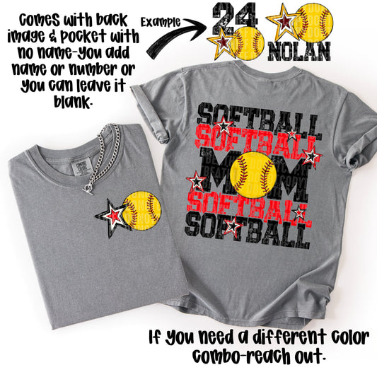 Softball Mom; Red & Black
