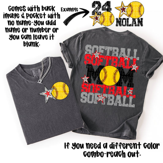 Softball Mom; Red & Grey