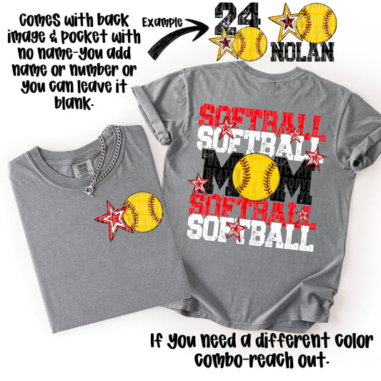 Softball Mom; Red & White