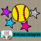 Take Me Out to the Softball Game Silver Doodle Alpha Set (6 Set Uppercase, Lowercase, 0-9, + Special Characters)