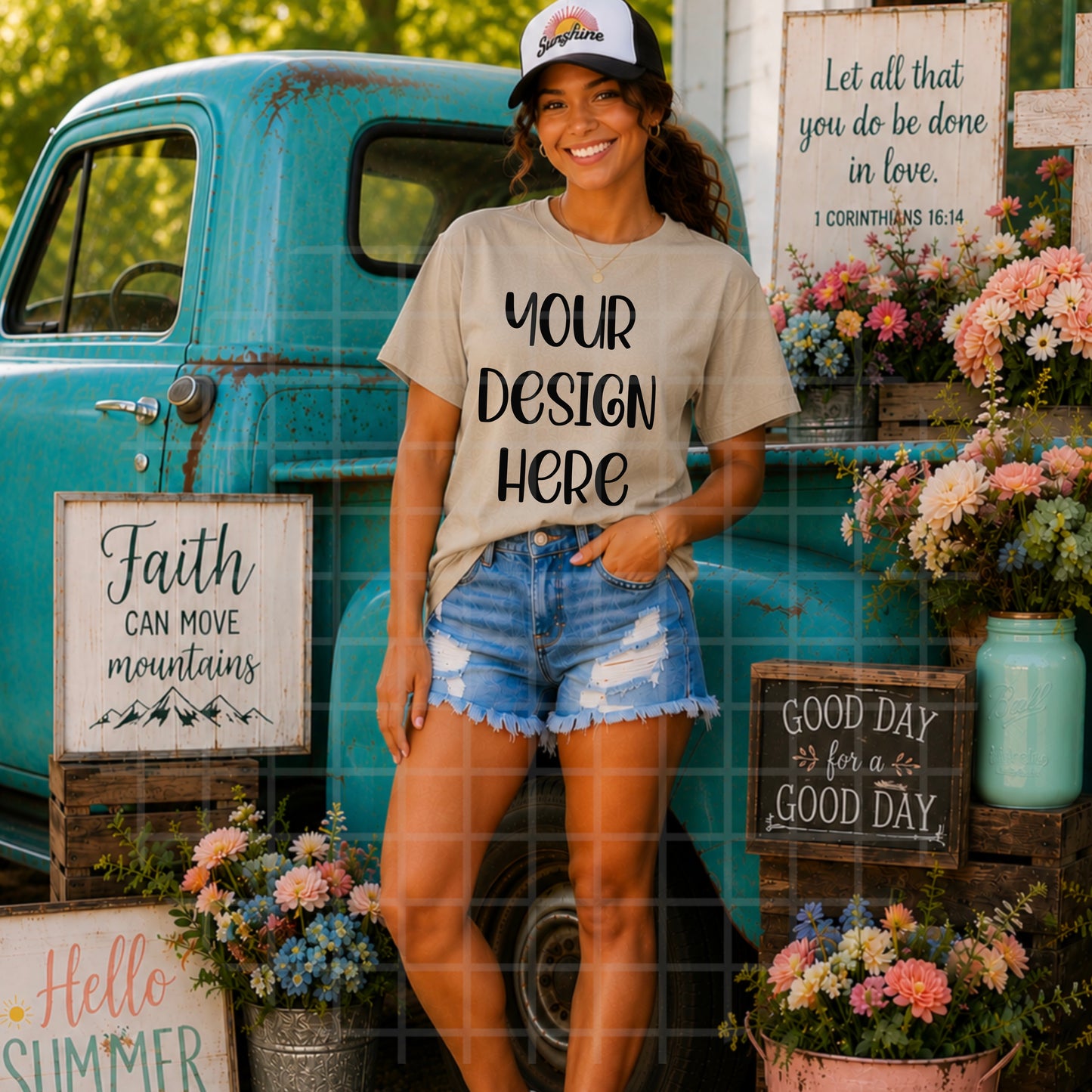 Women's Country Christian Kahki Mockup