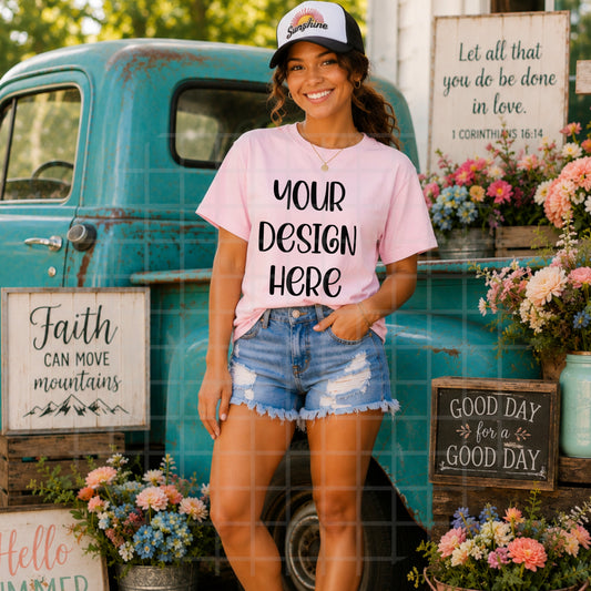 Women's Country Christian Light Pink Mockup