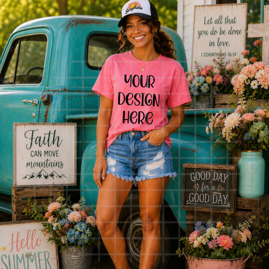 Women's Country Christian Neon Pink Mockup