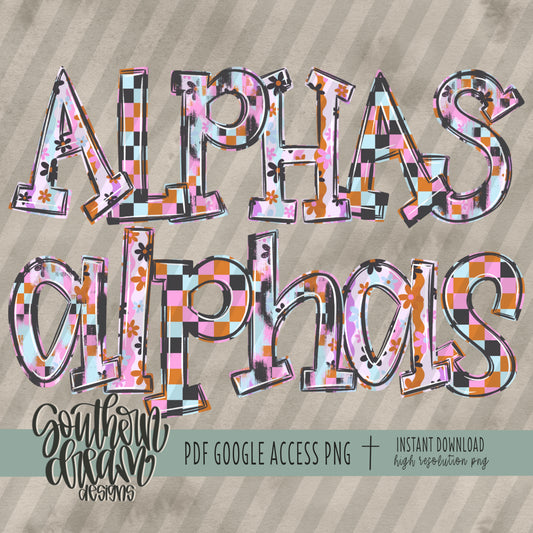 Spooky Daisy and Checks Doodle Alpha (3 Sets Uppercase, Lowercase, 0-9, Special Characters)
