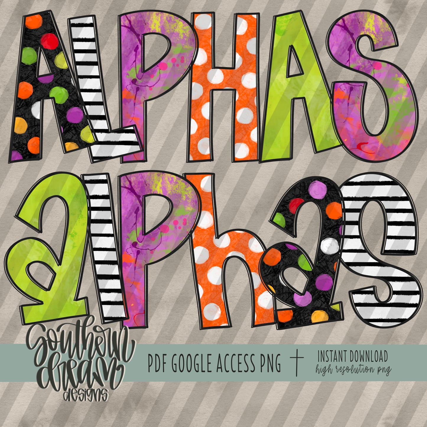 Spooky Halloween Doodle Alpha (5 Sets Aa-Zz, 0-9, Special Characters)