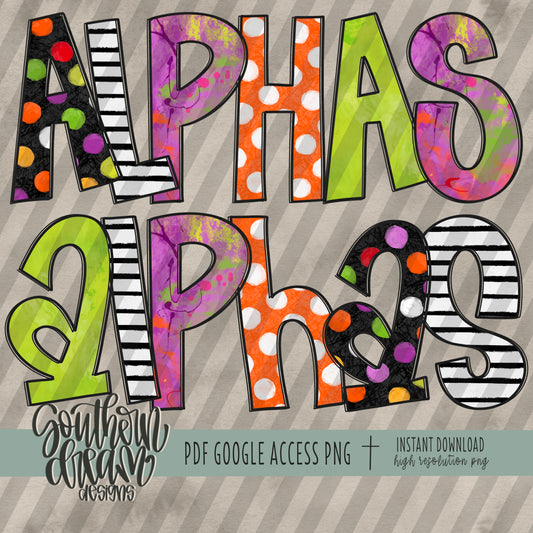 Spooky Halloween Doodle Alpha (5 Sets Aa-Zz, 0-9, Special Characters)