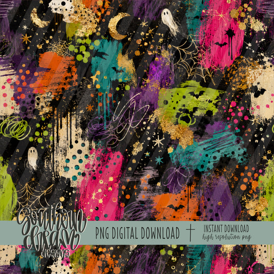 Spooky Neon Mixed Media Collage Digital Paper (Not Seamless)