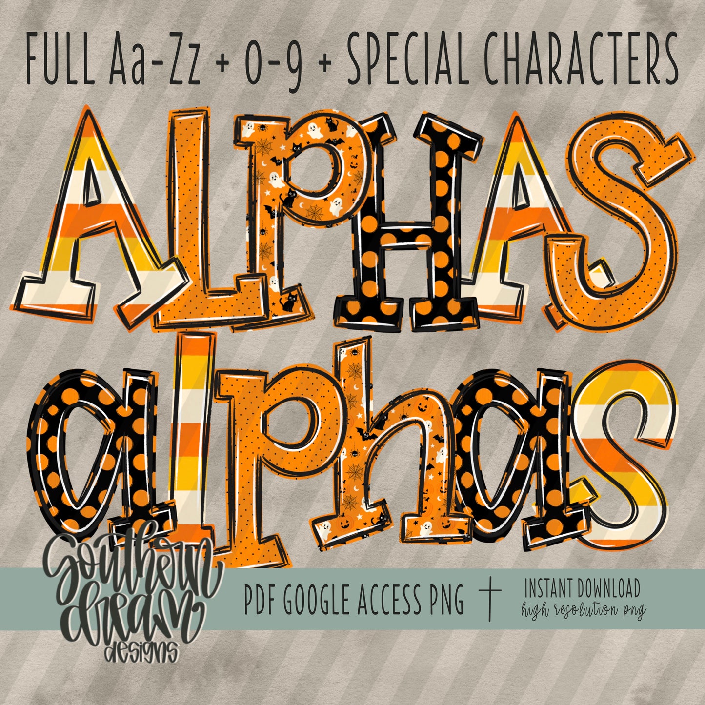 Spooky Sweet Doodle Alpha (4 Sets Aa-Zz, 0-9, Special Characters)