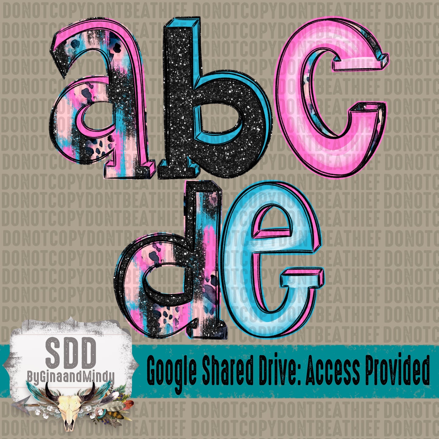 Sugar Spotted Sparkle Doodle (5 Sets Uppercase & Lowercase ONLY)