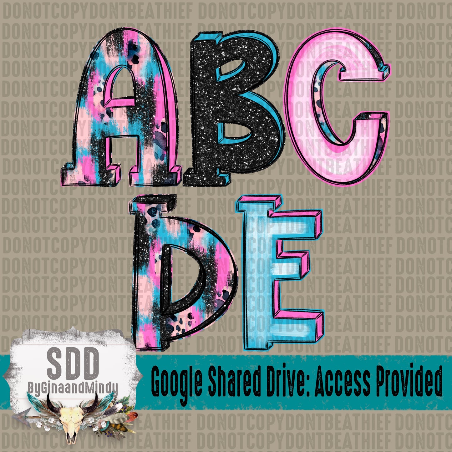 Sugar Spotted Sparkle Doodle (5 Sets Uppercase & Lowercase ONLY)