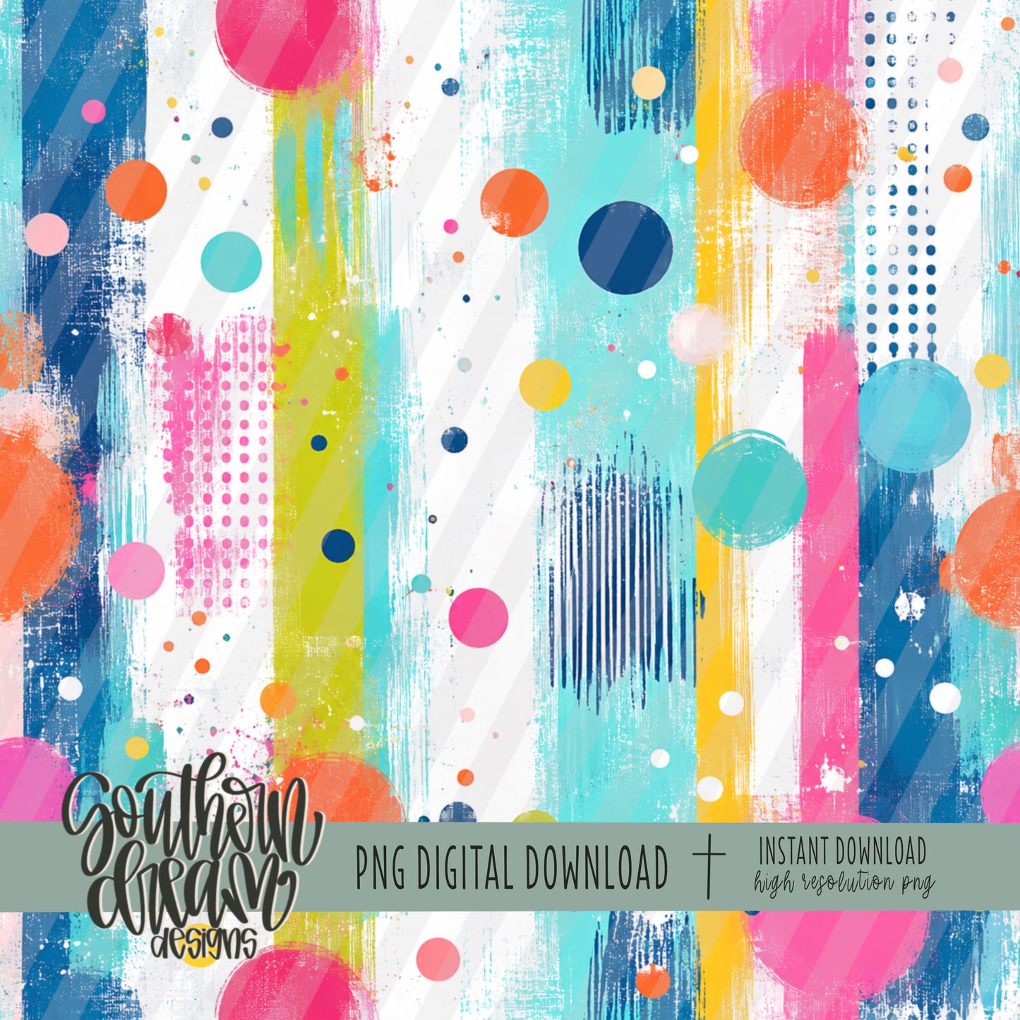 Summer Dots Mixed Media Digital Paper (Not Seamless)