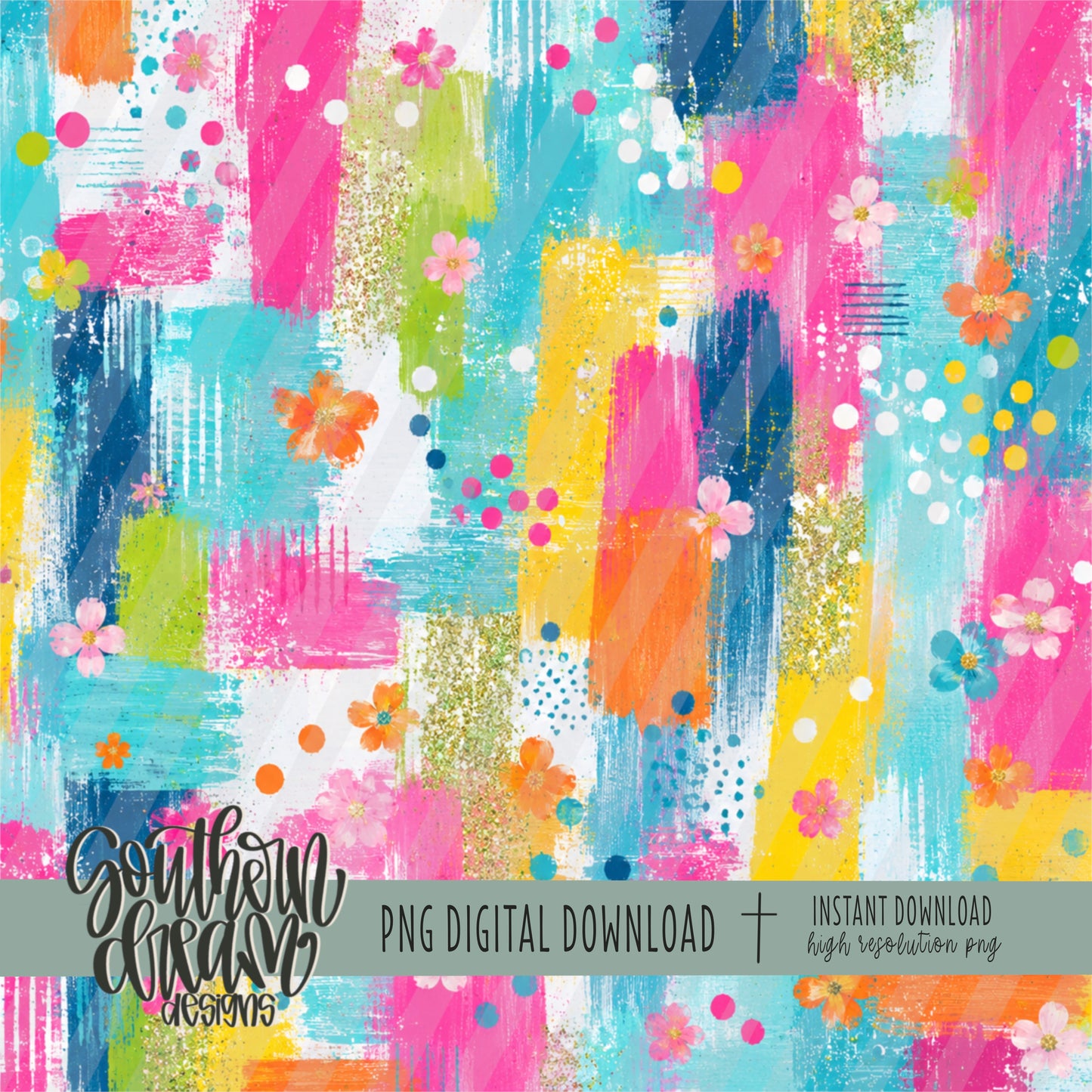 Summer Mixed Media Digital Paper (Not Seamless)