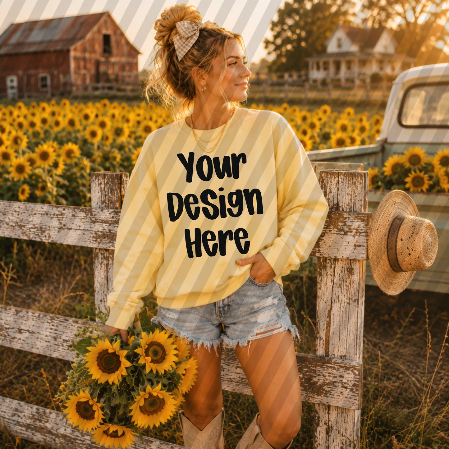 Sunflower Field Crew Sweatshirt Butter Yellow