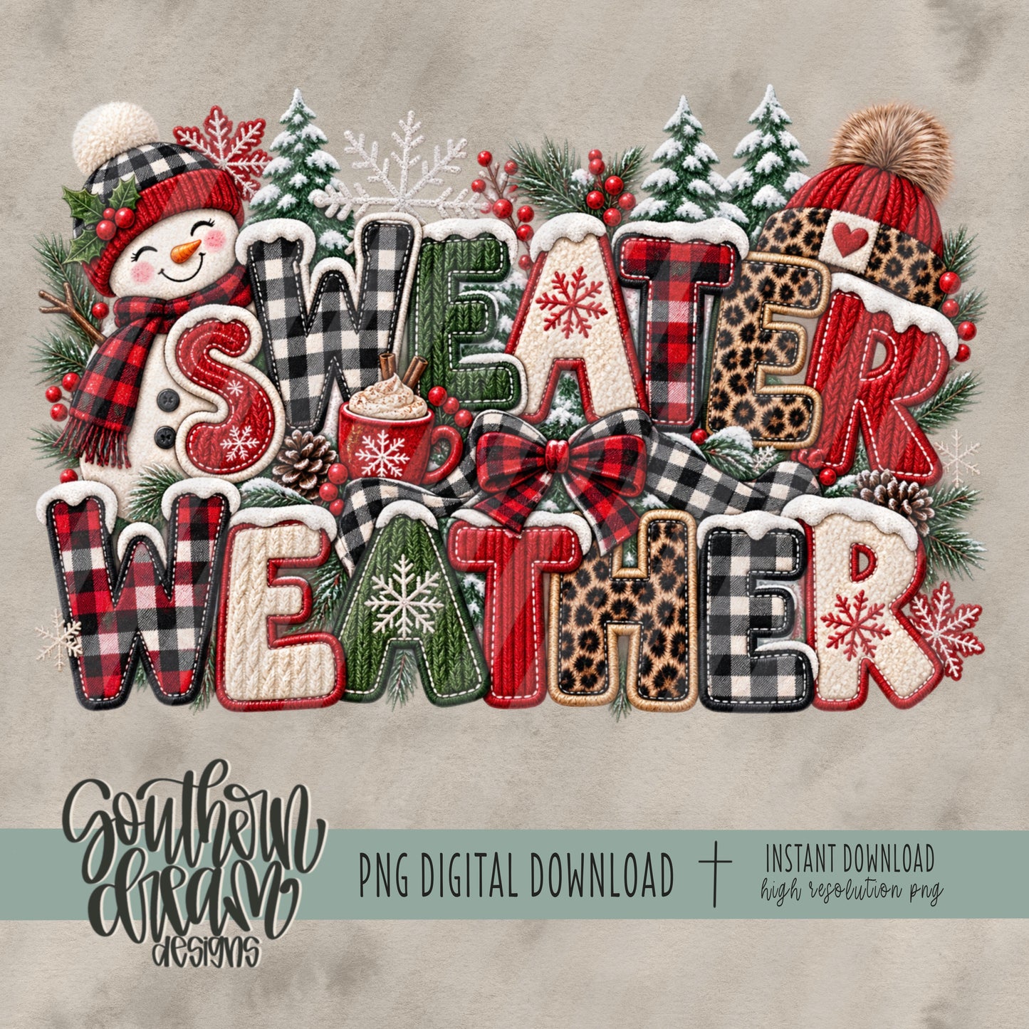 Sweater Weather Winter Faux Embroidery