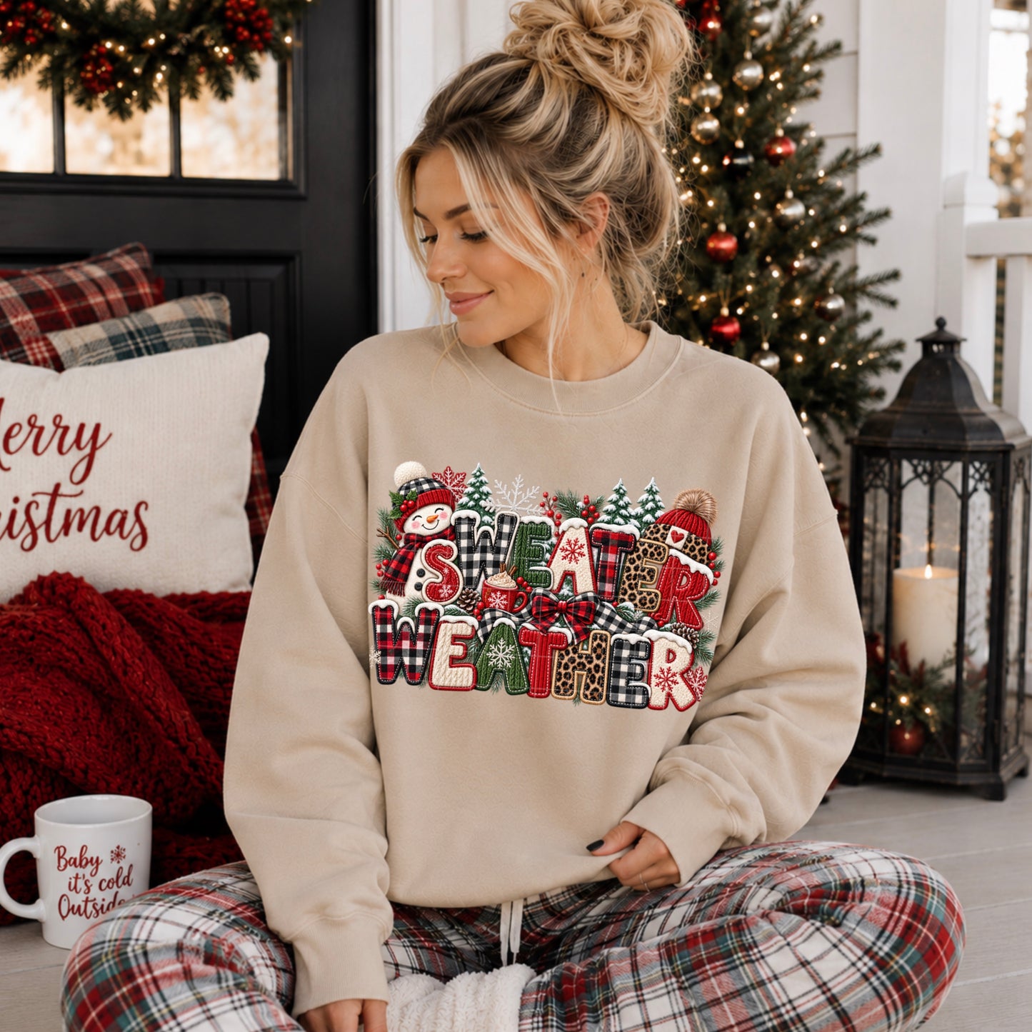 Sweater Weather Winter Faux Embroidery